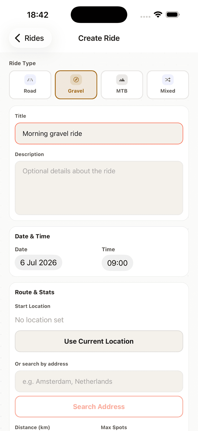 Draft app — create your own ride